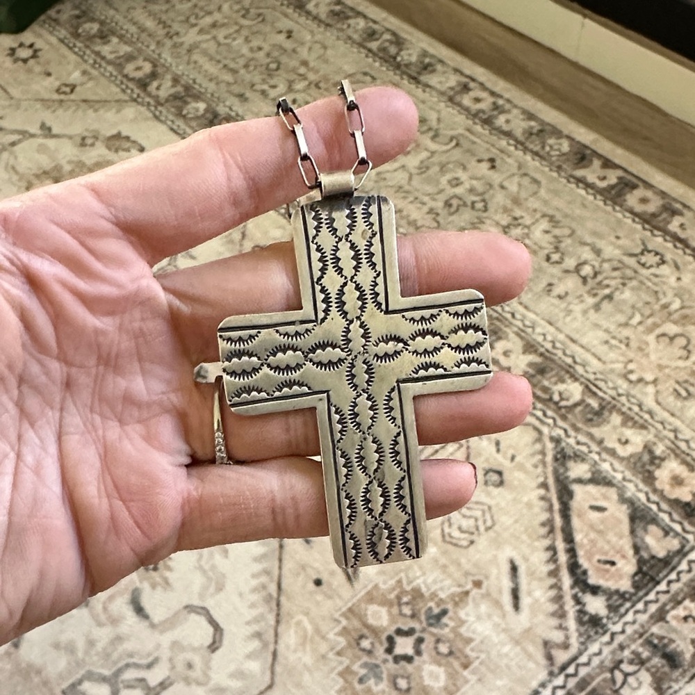 Silver Cross Pendant Necklace 925